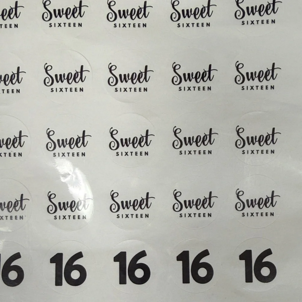 Sweet 16 Party Favor Stickers for Hershey Kisses round stickers 216 count new